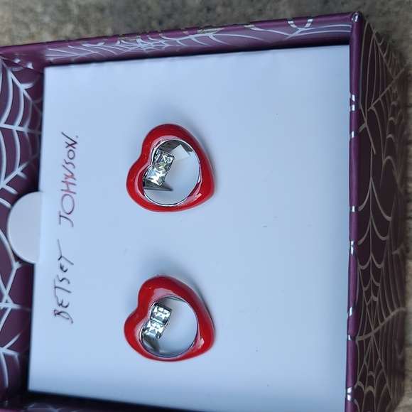 NIB Halloween Betsey Johnson vampire earrings rhinestones - Picture 1 of 3